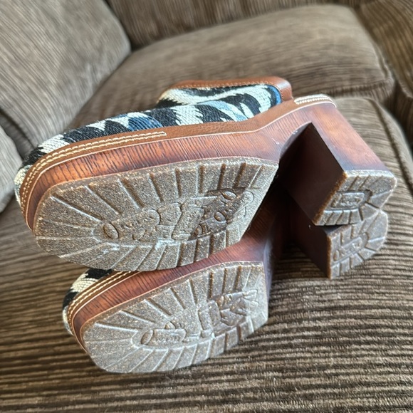 Korks Kork Ease Lori Slip On Fabric Aztec Clog Mule Block Heel Platform Shoe 8.5 - Picture 7 of 13